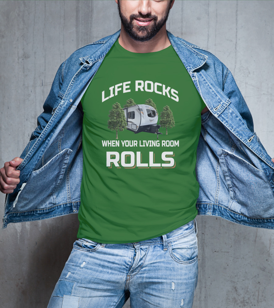 LIFE ROCKS WHEN YOUR LIVING ROOM ROLLS Geo Pro T-Shirt