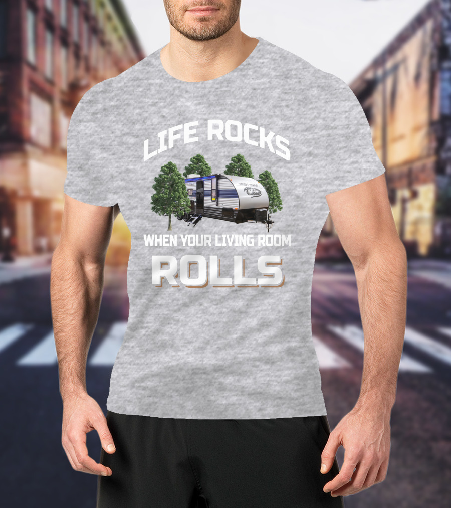 LIFE ROCKS WHEN YOUR LIVING ROOM ROLLS Grey Wolf DBH T-Shirt