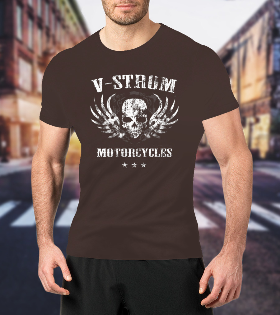 V-Strom Motorcycles Skull Wings Stars T-Shirt