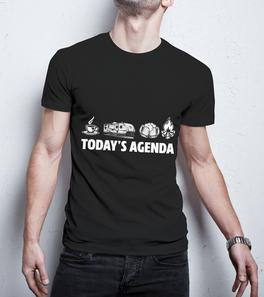Today's Agenda Coffee Adventure Beer Campfire Highland Ridge RV T-Shirt