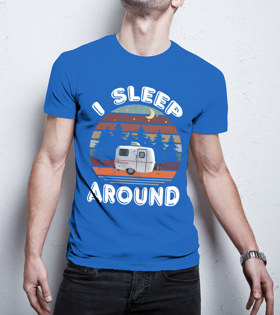 I Sleep Around Scamp Travel Trailers Night Trees Moon Stars T-Shirt