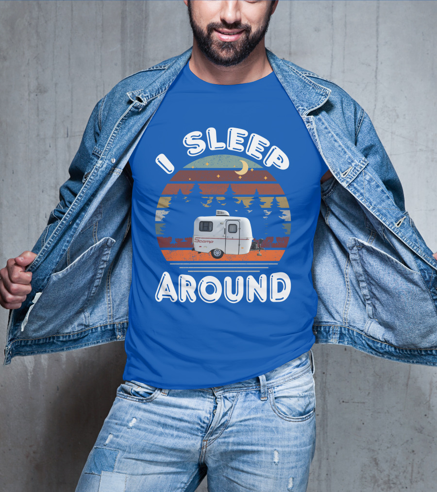 I Sleep Around Scamp Travel Trailers Night Trees Moon Stars T-Shirt