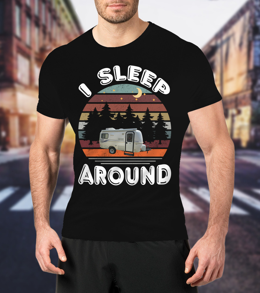 I Sleep Around Casita 1 Camper Vintage Sunset Pines T-Shirt