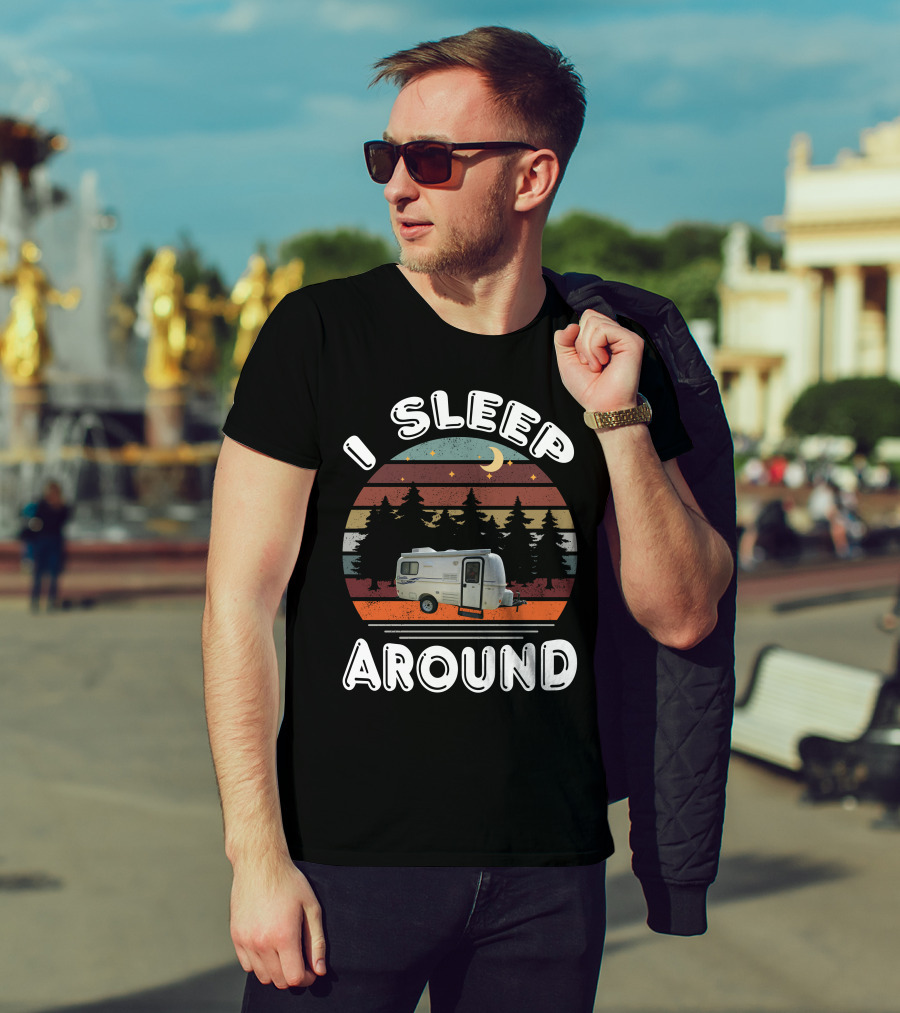 I Sleep Around Casita 1 Camper Vintage Sunset Pines T-Shirt