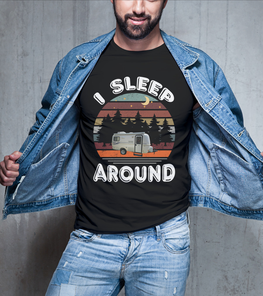 I Sleep Around Casita 1 Camper Vintage Sunset Pines T-Shirt