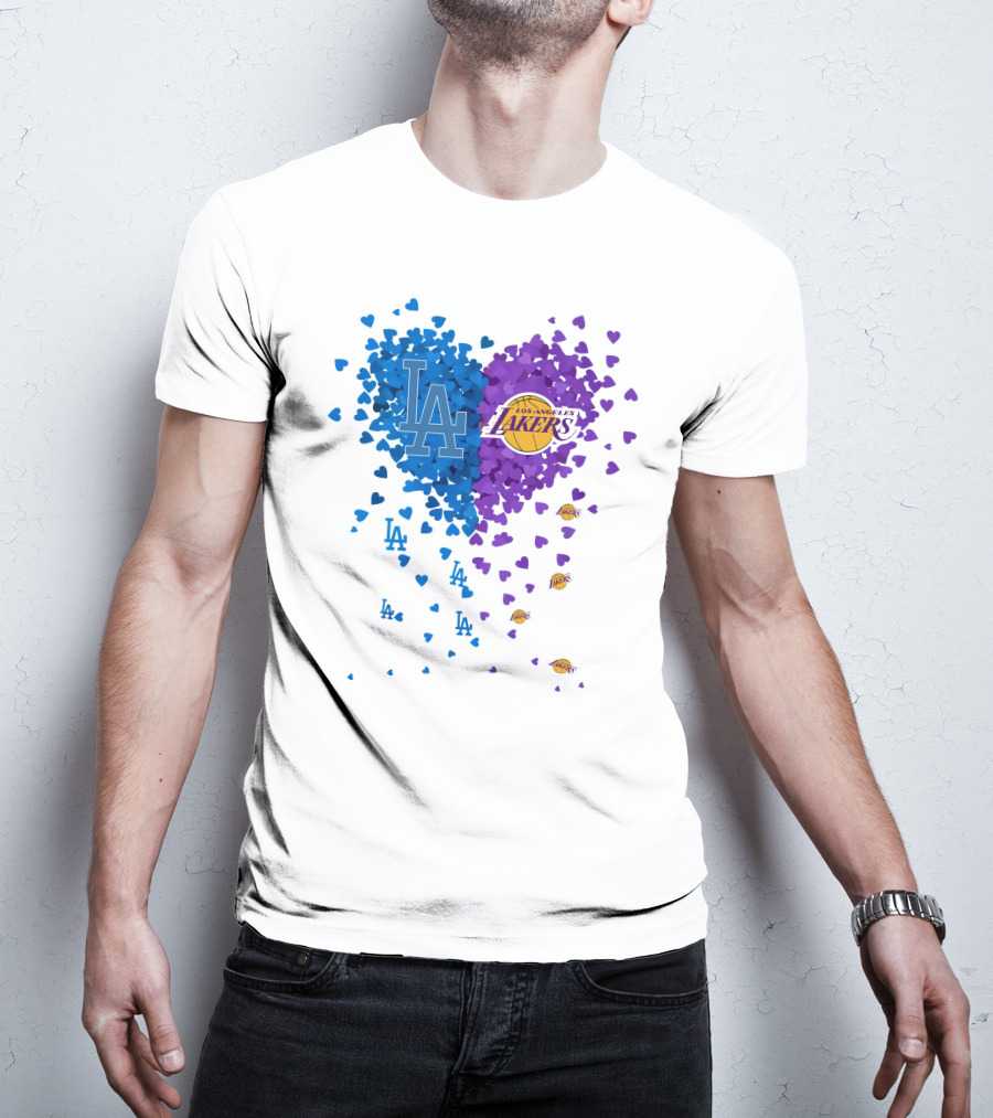 Los Angeles Lakers And LA Dodgers Heart T-Shirt