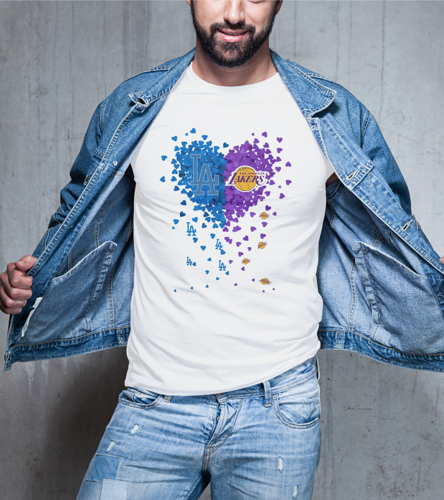 Los Angeles Lakers And LA Dodgers Heart T-Shirt