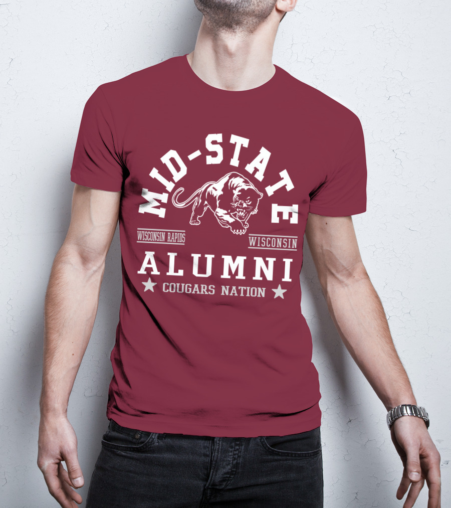 Mid-State Alumni Cougars Nation Wisconsin Rapids Wisconsin T-Shirt