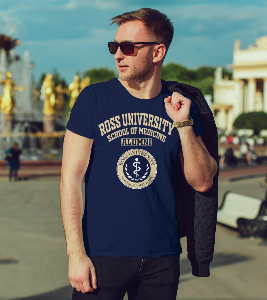 Ross University School Of Medicine Alumni Emblem With Caduceus T-Shirt