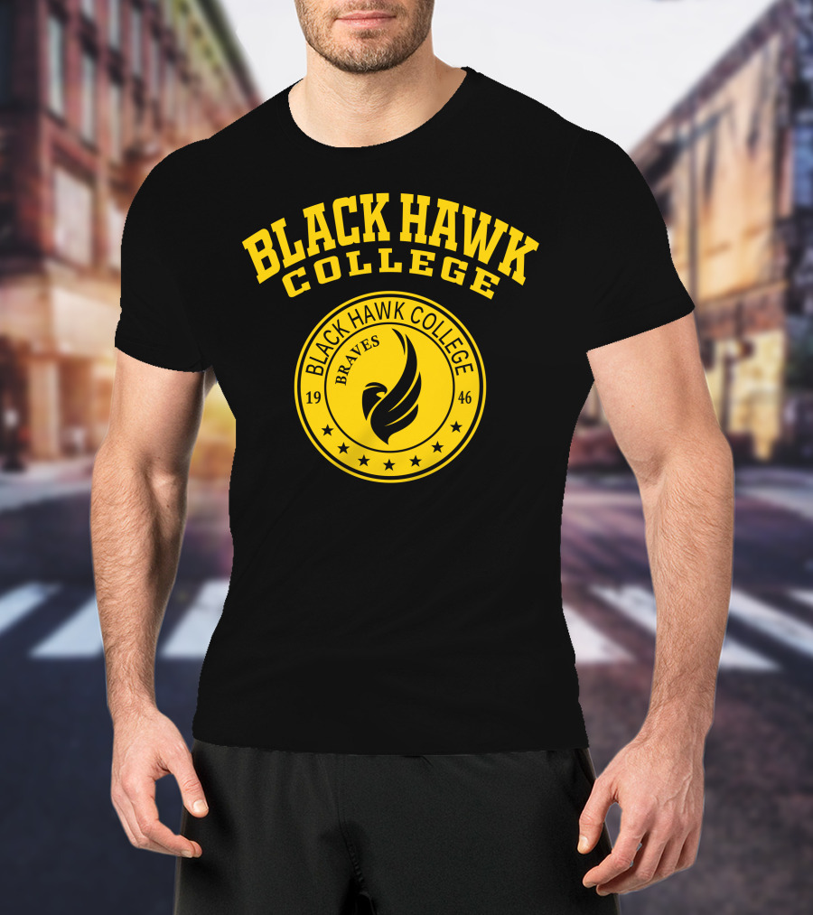BLACK HAWK COLLEGE BRAVES 1946 STAR CREST T-Shirt