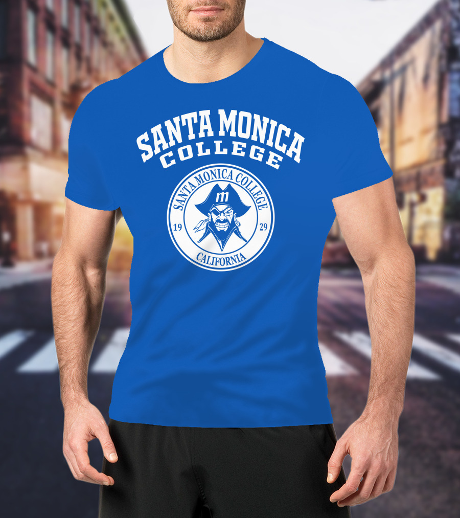 Santa Monica College California 1929 Pirate Logo Blue Background T-Shirt