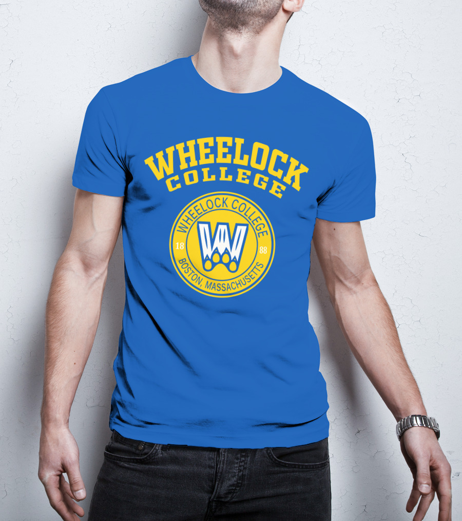 Wheelock College Boston Massachusetts 1888 Logo Blue Yellow T-Shirt