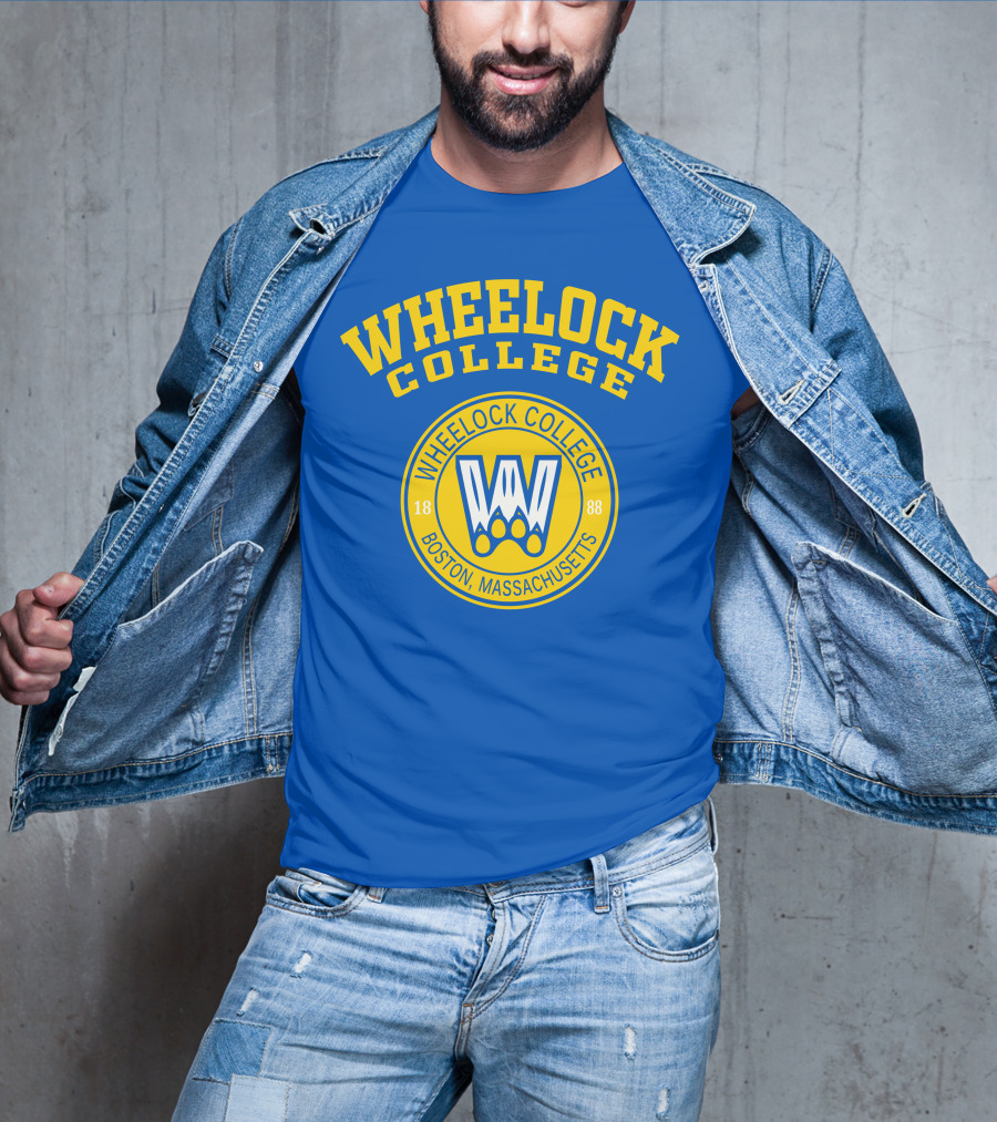 Wheelock College Boston Massachusetts 1888 Logo Blue Yellow T-Shirt