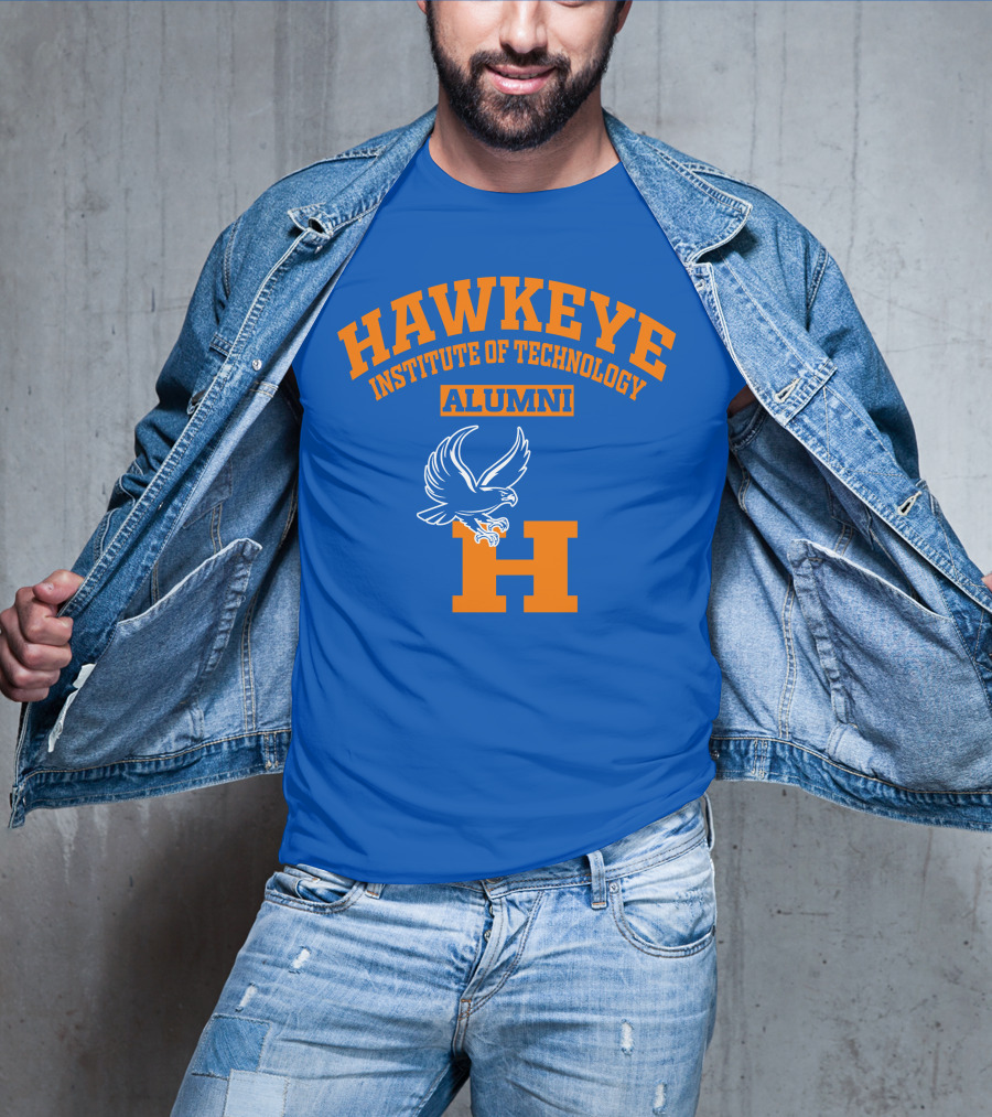 Hawkeye Institute Of Technology Alumni H Blue Orange Eagle T-Shirt