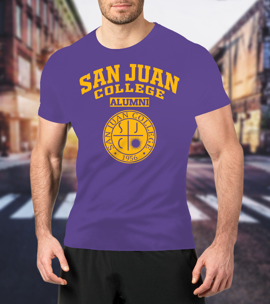 San Juan College Alumni 1956 SJC Emblem Purple Gold T-Shirt