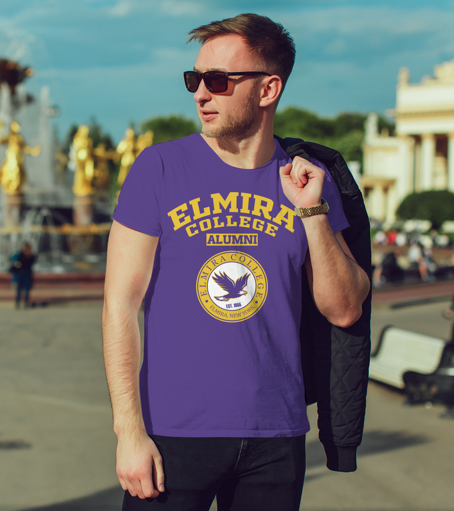 Elmira College Alumni Est. 1855 Purple And Gold Logo With Eagle Emblem T-Shirt