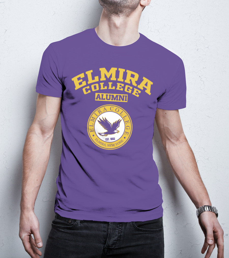 Elmira College Alumni Est. 1855 Purple And Gold Logo With Eagle Emblem T-Shirt
