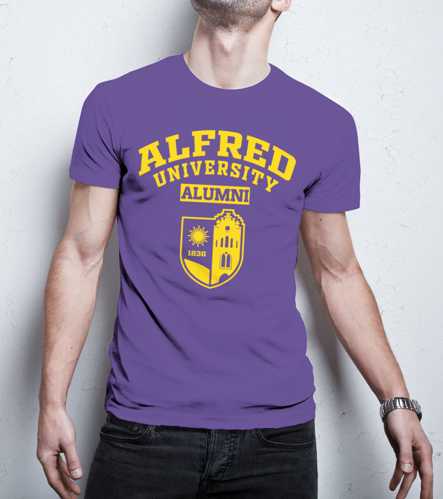 Alfred University Alumni 1836 Purple And Yellow Crest T-Shirt