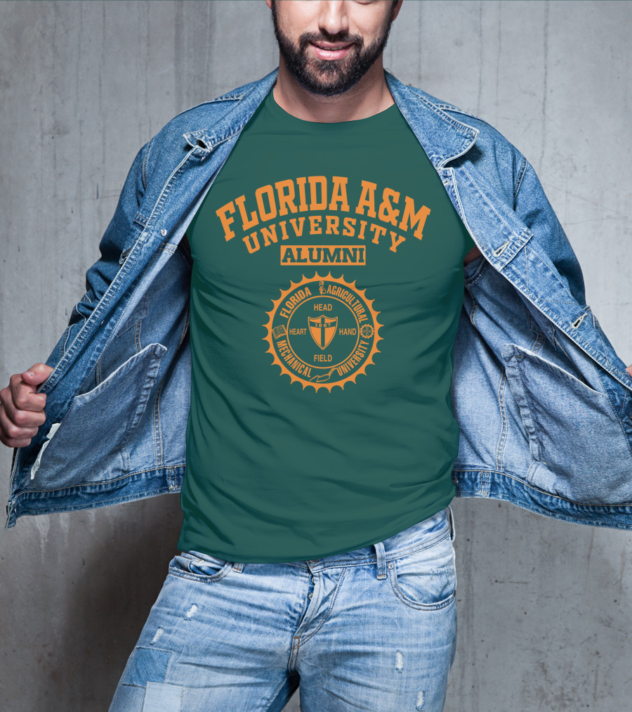 Florida A&M University Alumni 1887 Seal Head Heart Hand Field T-Shirt