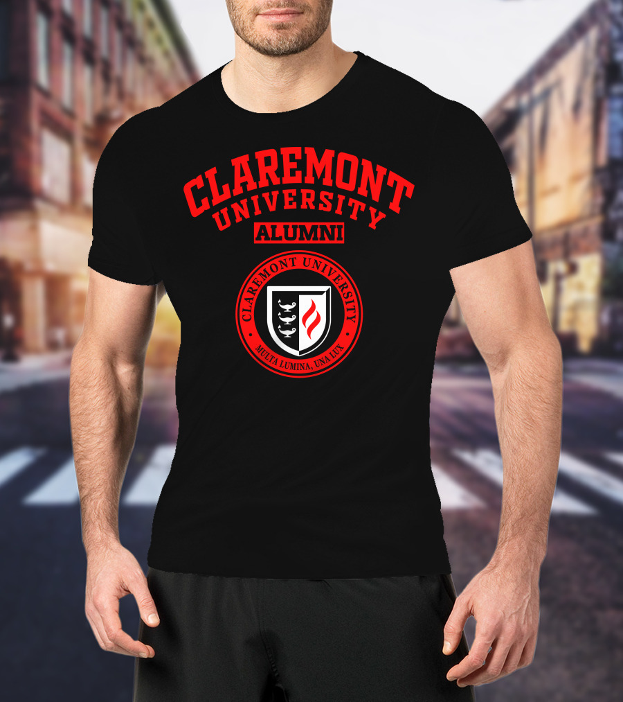 Claremont University Alumni Multa Lumina Una Lux Shield T-Shirt