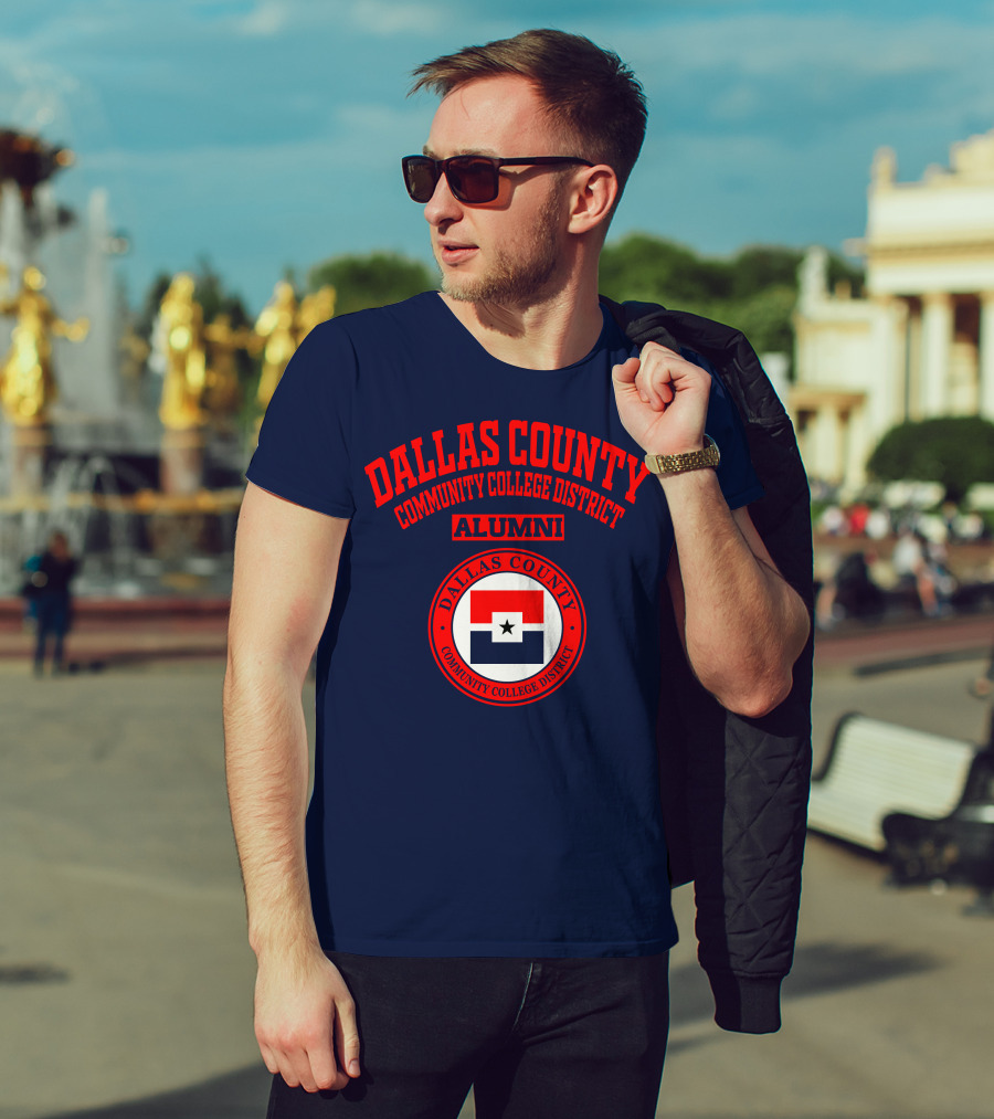 Dallas County Community College District Alumni Red And Navy Star Emblem T-Shirt
