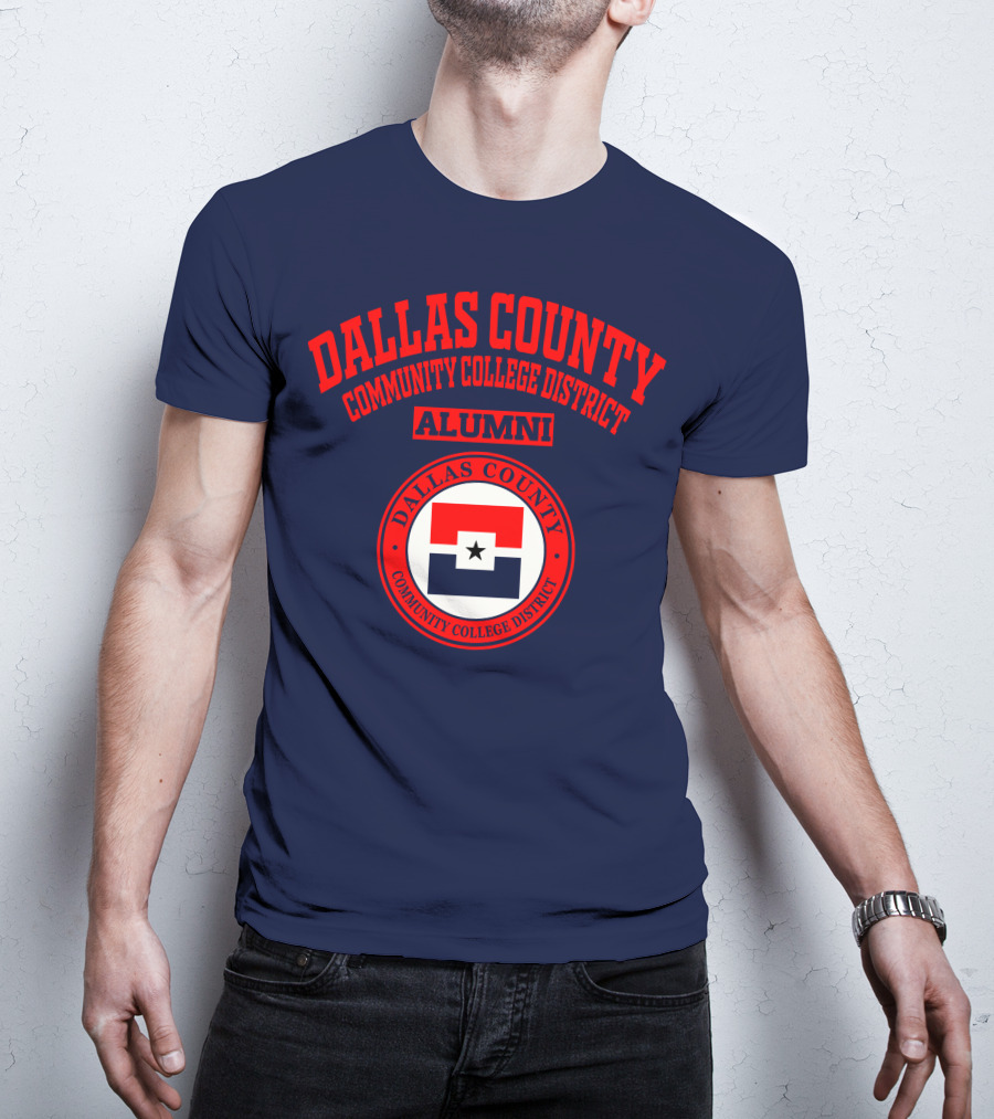 Dallas County Community College District Alumni Red And Navy Star Emblem T-Shirt