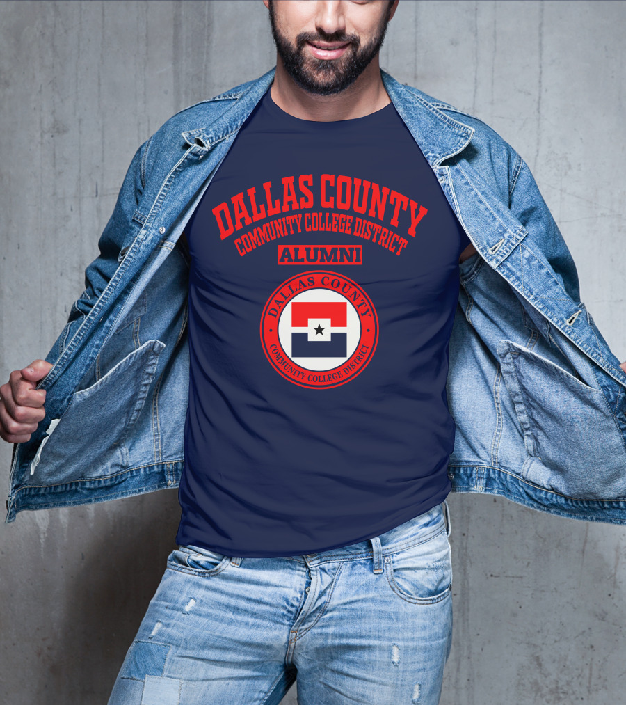 Dallas County Community College District Alumni Red And Navy Star Emblem T-Shirt