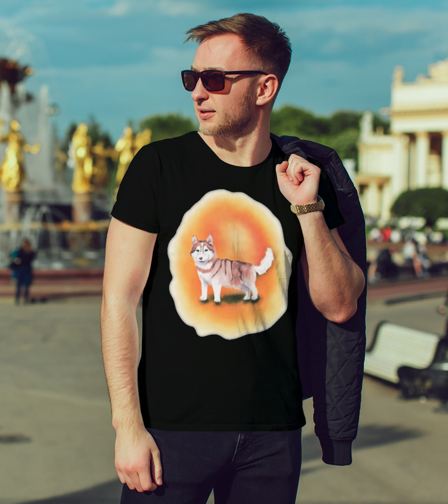 Upblissed ADHD Husky Roam As A Pack Vibrant Sunset Aura T-Shirt