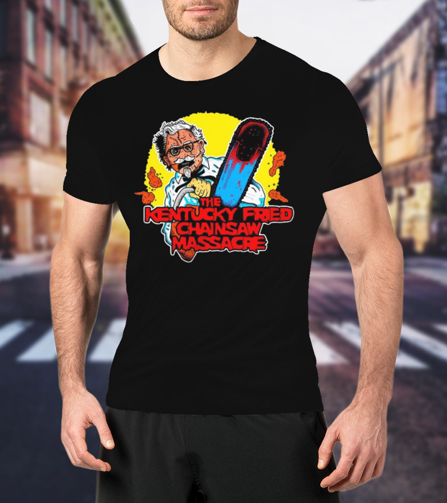 Colonel Sanders Chainsaw Parody Horror Crossover T-Shirt