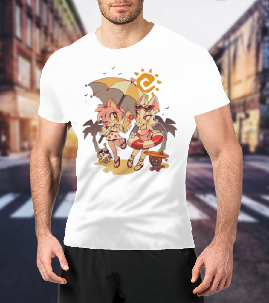 The Yetee Merch Door Into Summer With Cute Beach Characters And Umbrella T-Shirt