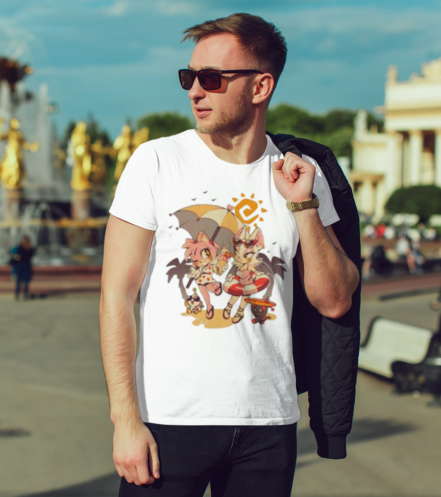 The Yetee Merch Door Into Summer With Cute Beach Characters And Umbrella T-Shirt