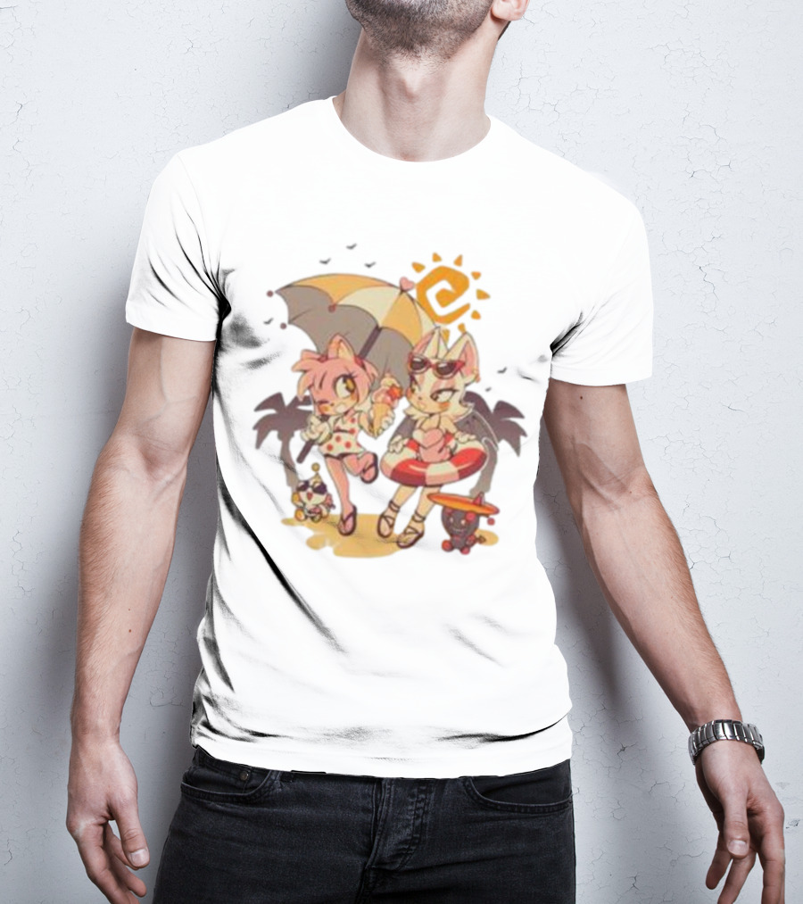 The Yetee Merch Door Into Summer With Cute Beach Characters And Umbrella T-Shirt