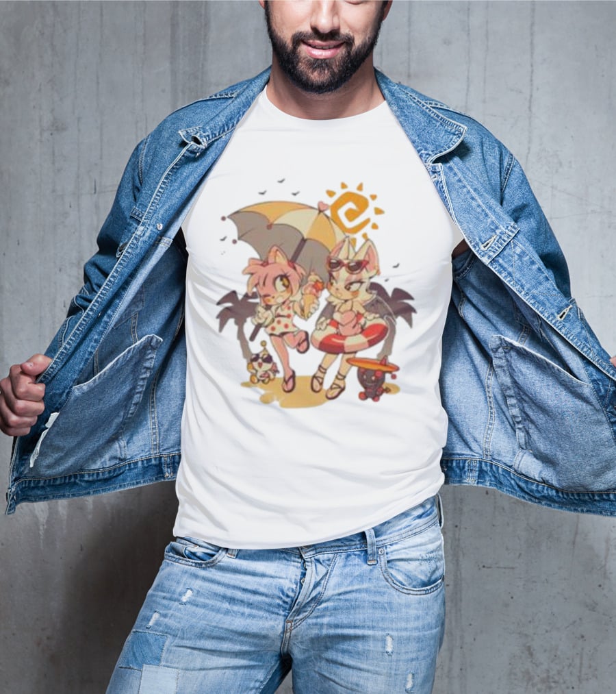 The Yetee Merch Door Into Summer With Cute Beach Characters And Umbrella T-Shirt