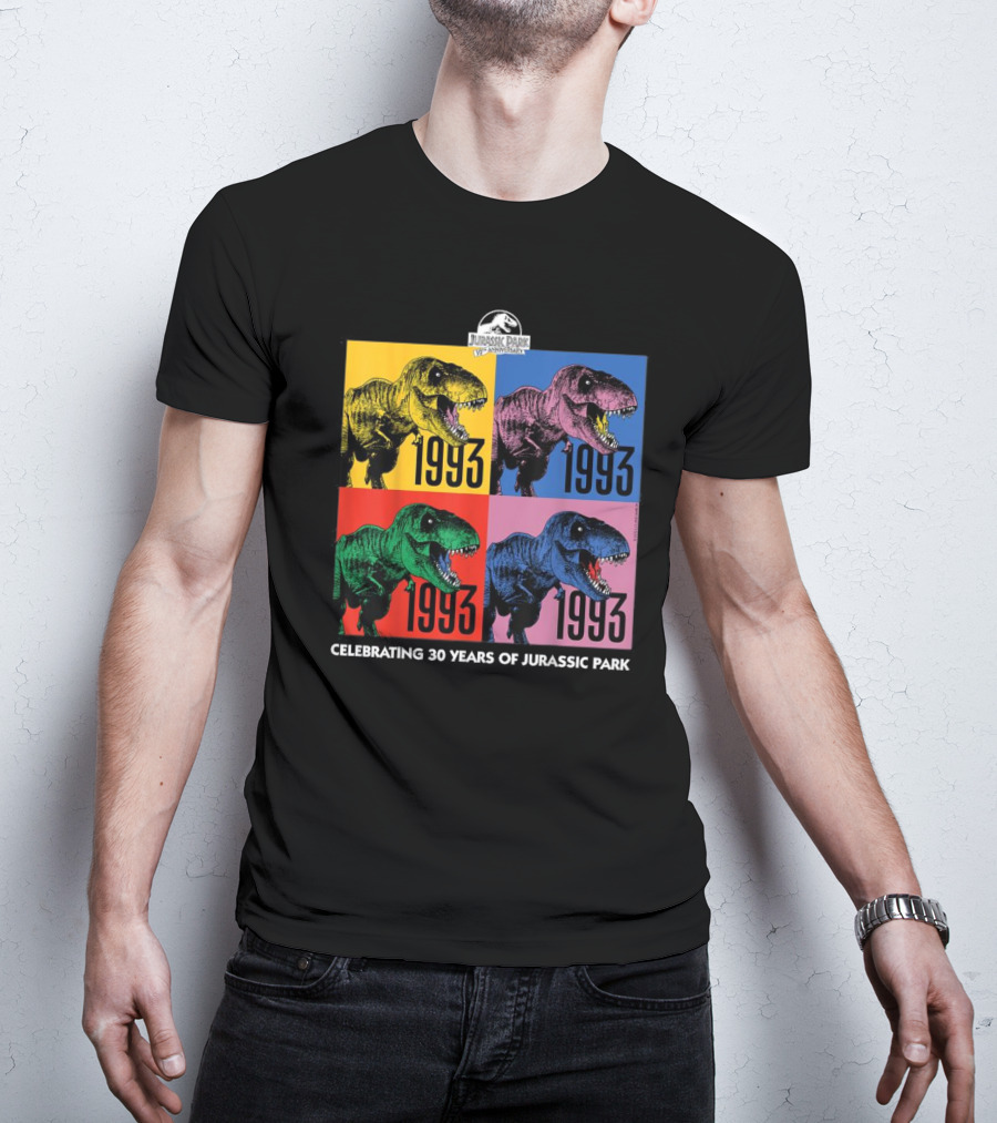 30 Years Of Jurassic Park 1993 Pop Art Dinosaur T-Shirt