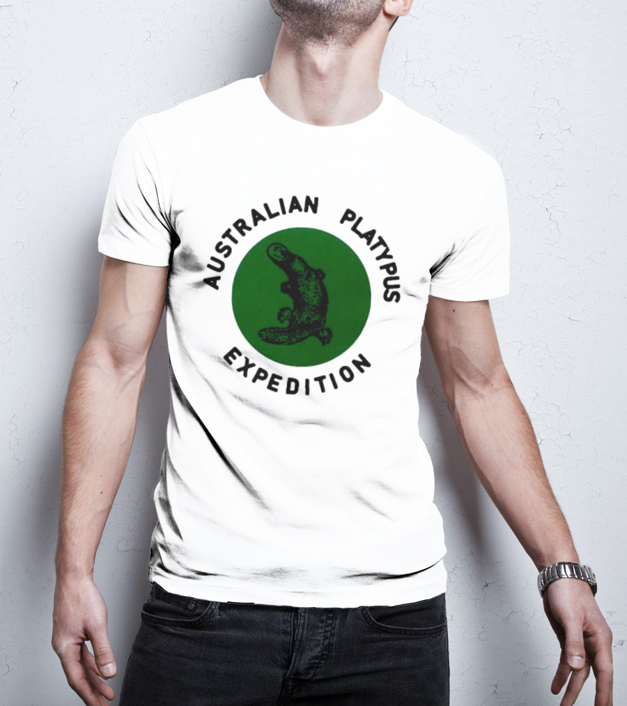 Australian Platypus Expedition Black Circle With Green Interior T-Shirt