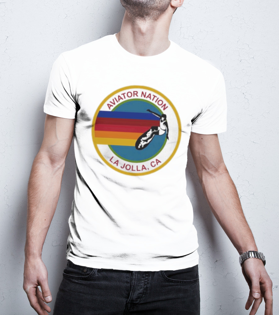 Aviator Nation La Jolla CA Surfing Rainbow T-Shirt