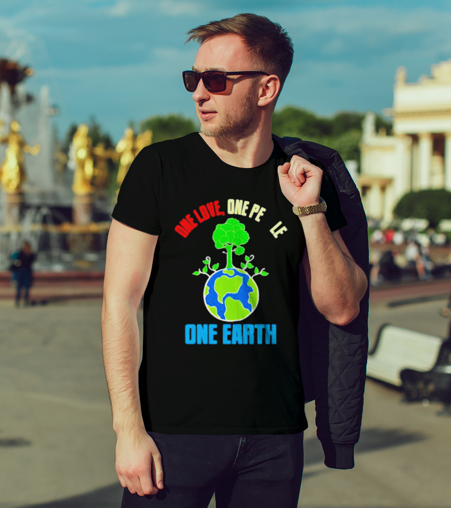 One Love One People One Earth Green Tree Globe Earth Day T-Shirt