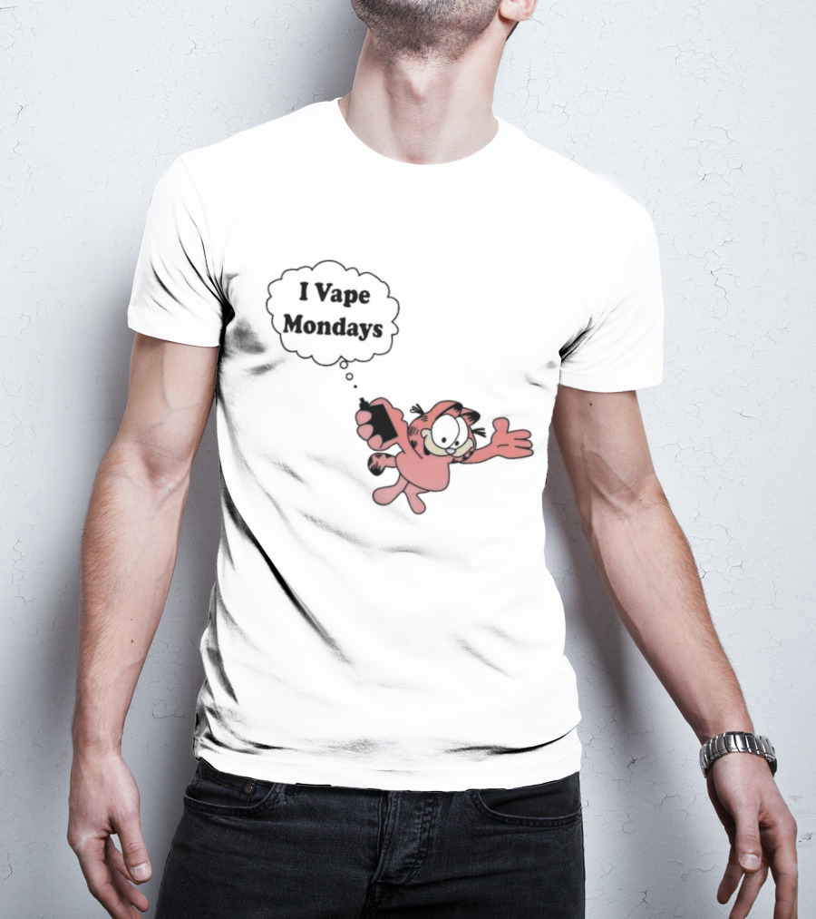 Garfield I Vape Mondays Comic Style Humor T-Shirt