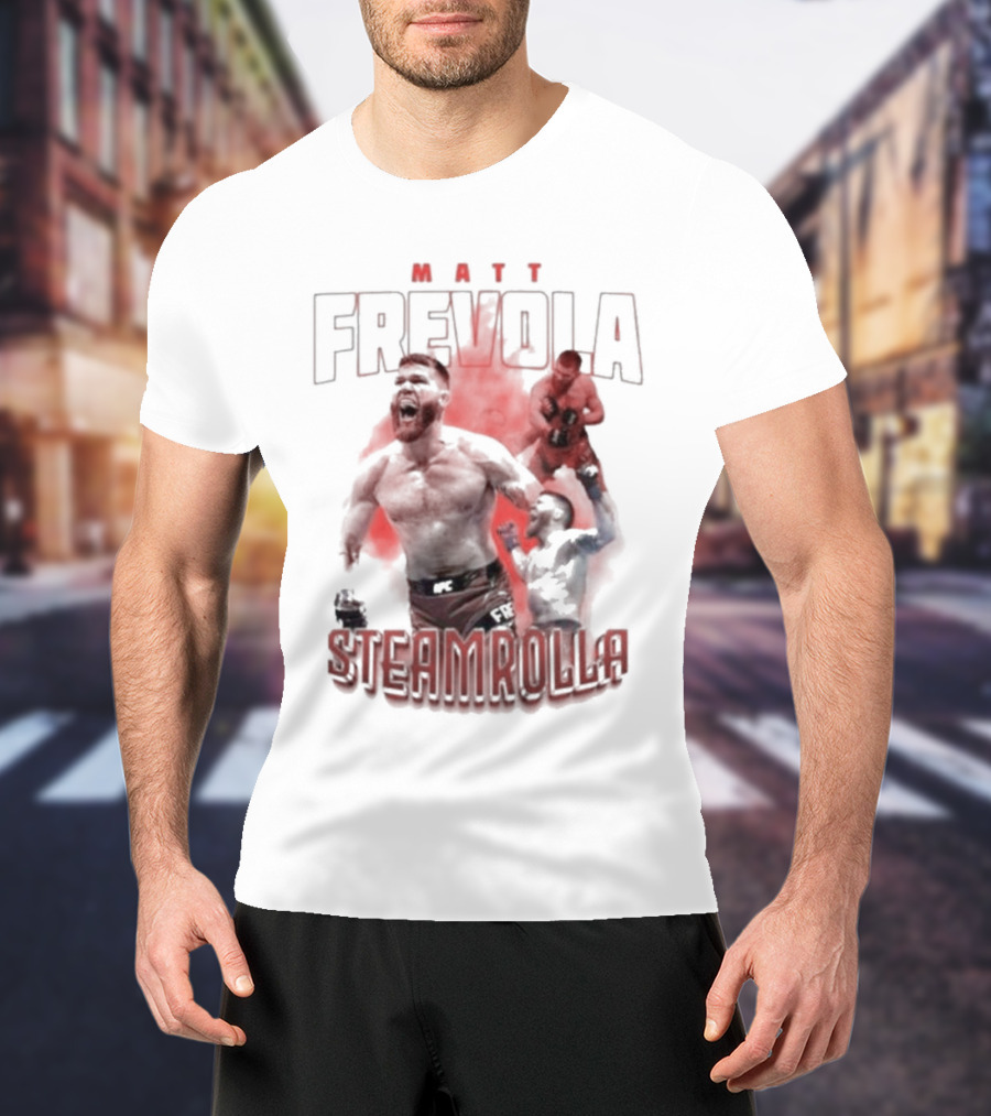 MATT FREVOLA STEAMROLLA Fiery MMA Fighter Action Scene T-Shirt