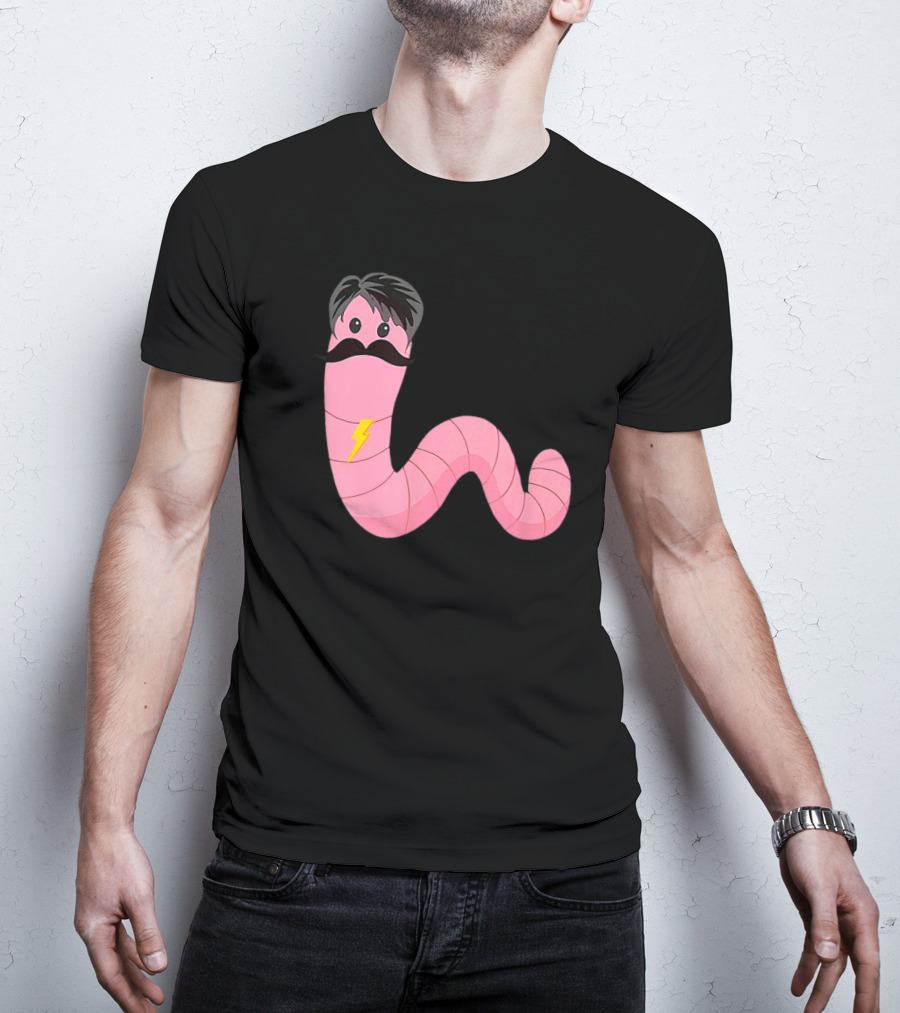 Worm With A Mustache James Tom Ariana Reality Lightning Bolt T-Shirt