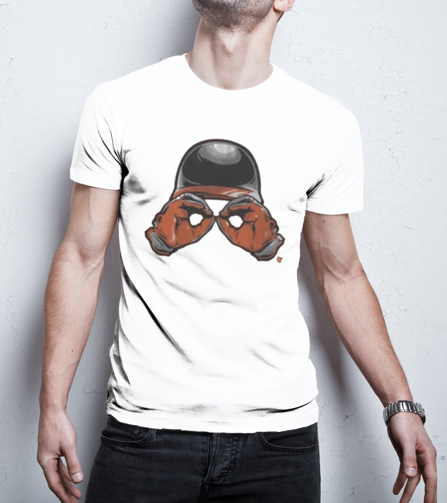 Baltimore Orioles Helmet And Gloves Holding Binoculars T-Shirt