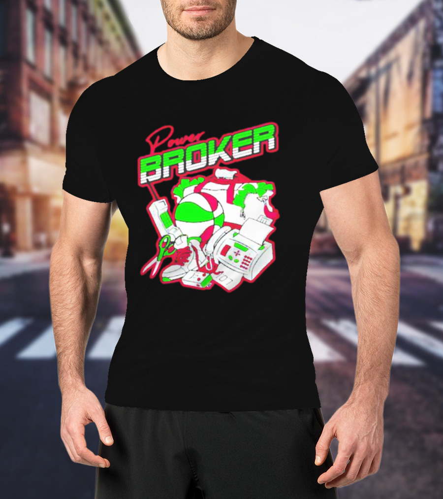 Power Broker Retro Tech And Sports Collage T-Shirt