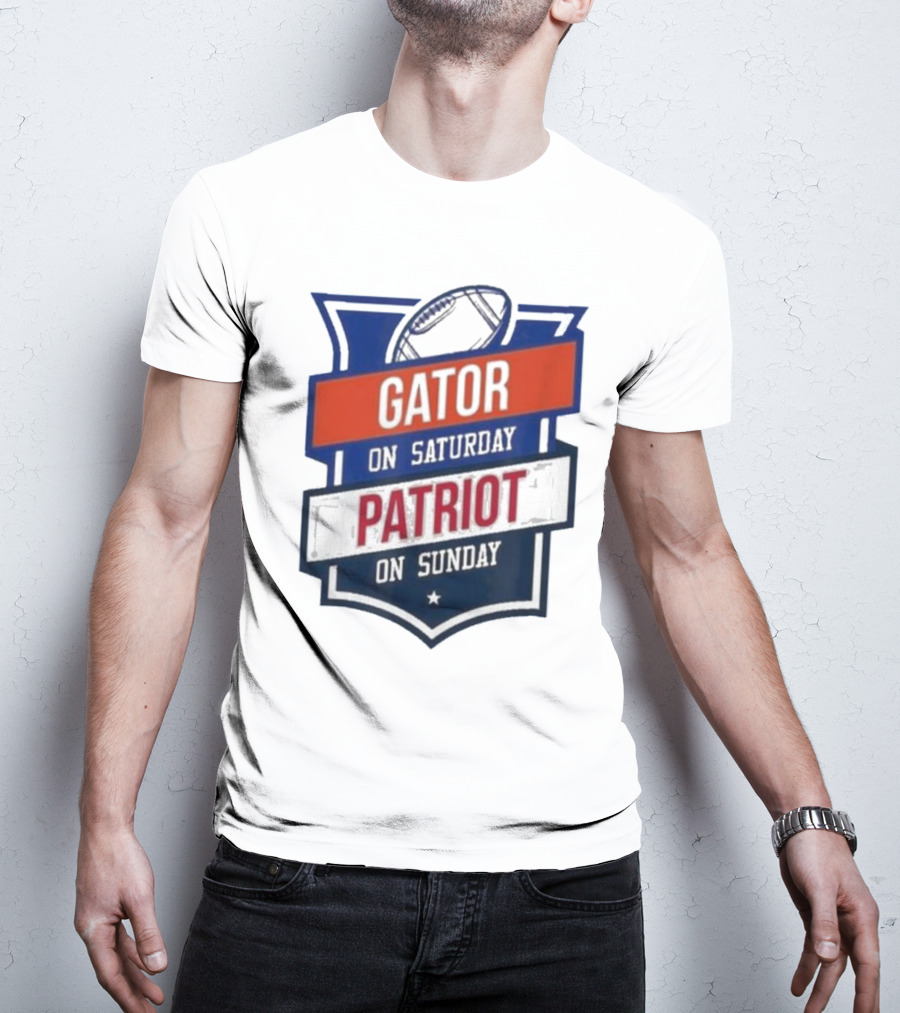 Gator On Saturday Patriot On Sunday Football Badge T-Shirt