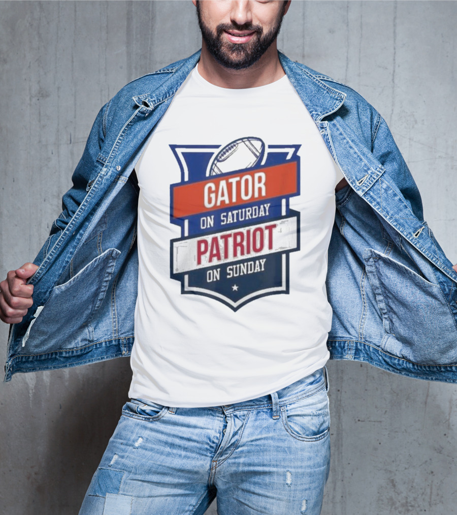 Gator On Saturday Patriot On Sunday Football Badge T-Shirt
