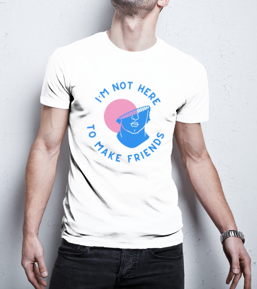 I’m Not Here To Make Friends Sam Smith Blue Pink Bust Sunglasses T-Shirt