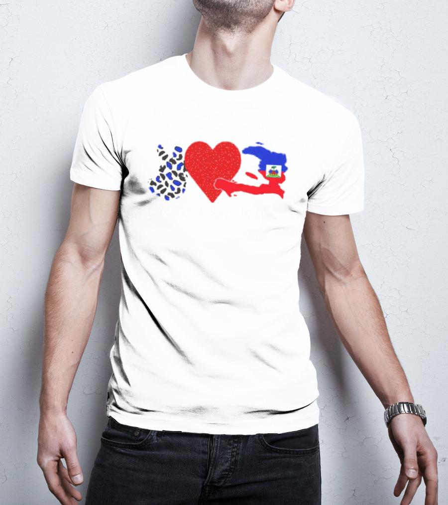 Peace Love Haiti Flag Haitian Heritage Pride T-Shirt