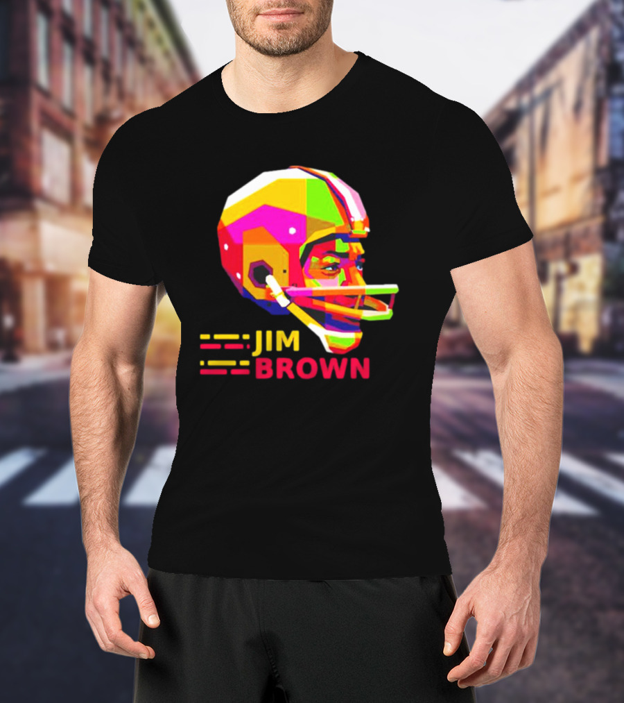 Jim Brown Vibrant Helmet Portrait Pop T-Shirt