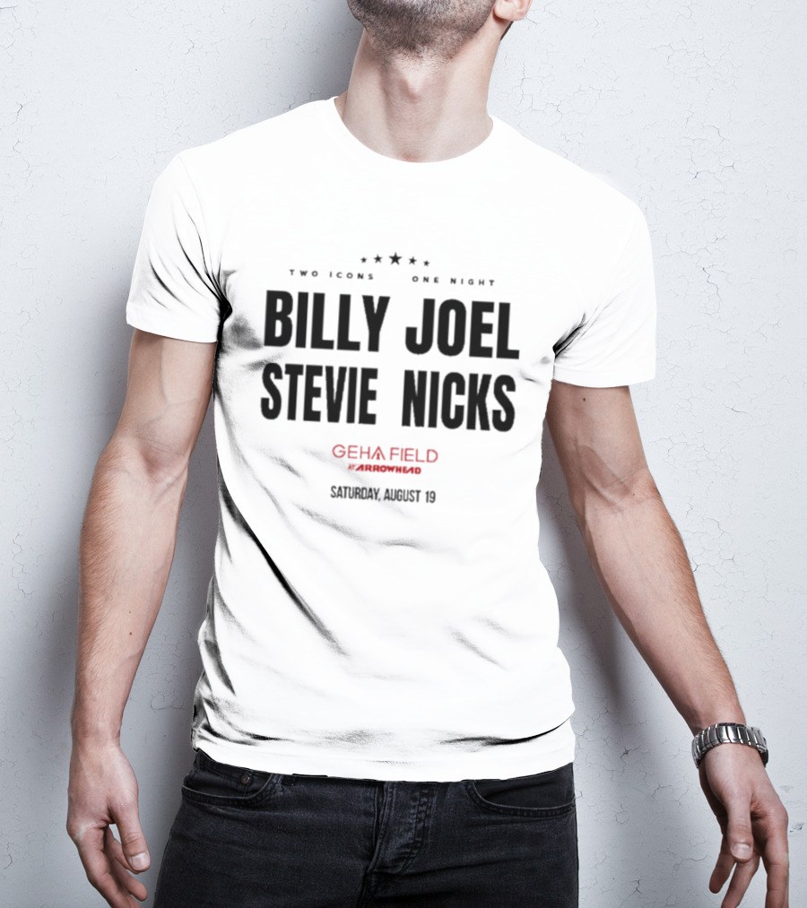 Billy Joel Stevie Nicks Two Icons One Night GEHA Field Arrowhead Saturday August 19 T-Shirt
