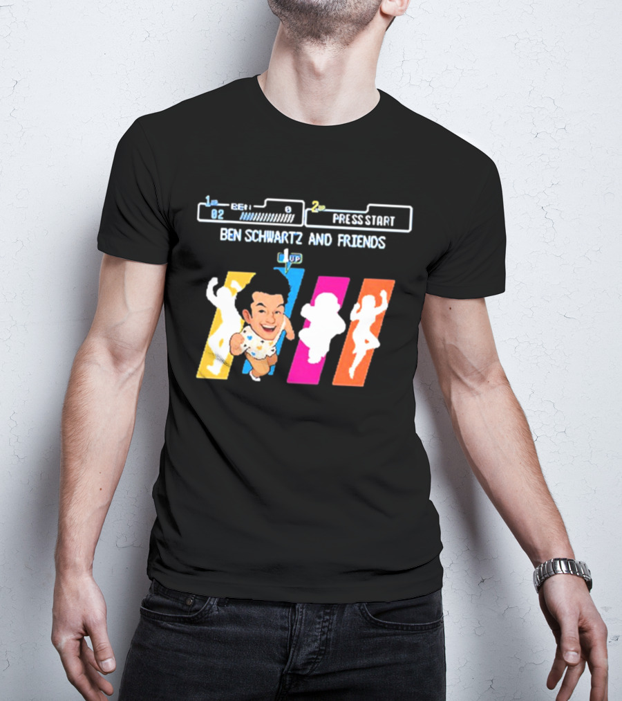 Ben Schwartz And Friends One Up Press Start Retro Gaming T-Shirt