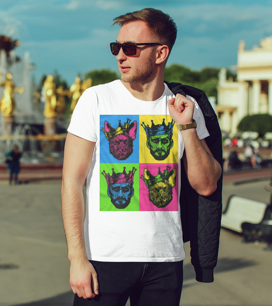 CM Punk King Pop Art Warhol Style Quad Crowned Faces T-Shirt